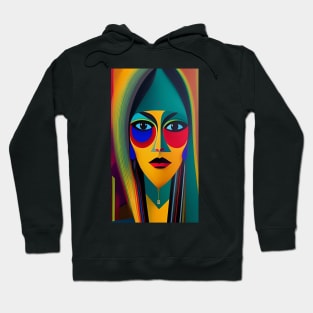 Vintage Abstract Art - Retro Geometric Pattern Face - MAff5 - Modern Art Hoodie